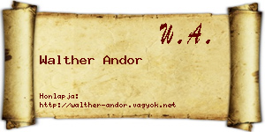 Walther Andor névjegykártya